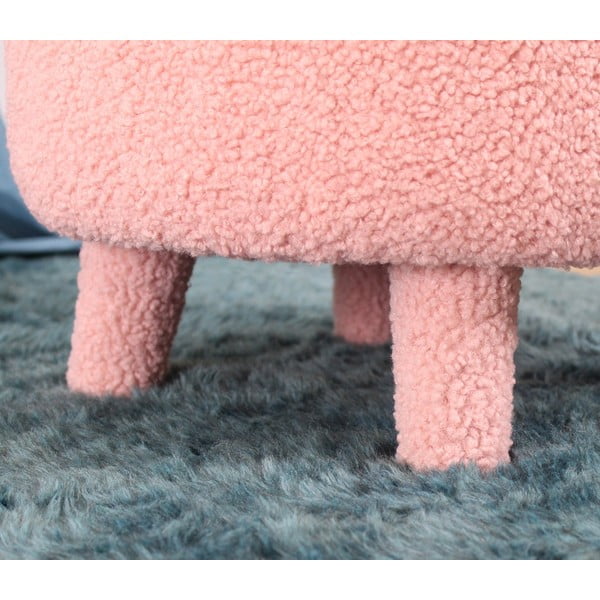 Svetlo rožnat otroški fotelj iz tkanine bouclé Moouv – Artie-image-3