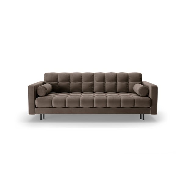 Rjava žametna raztegljiva sedežna garnitura s prostorom za shranjevanje 222 cm Bali – Cosmopolitan Design