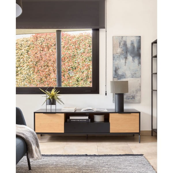 Črno-siva namizna svetilka s kovinskim senčnikom (višina 50 cm) Domicina - Kave Home-image-3