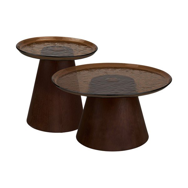 Temno rjava okrogla klubska mizica s stekleno mizno ploščo ø 80 cm Orvieto – House Nordic-image-4