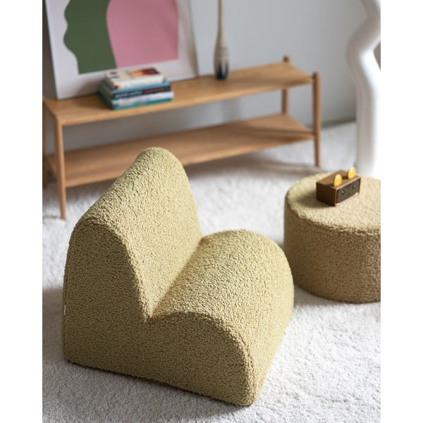 Zelen otroški fotelj iz tkanine bouclé Cloud – Wigiwama-image-2