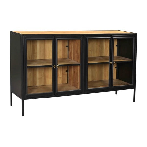 Črna vitrina iz masivnega lesa akacije 170x90 cm Kingston - HSM collection-image-2