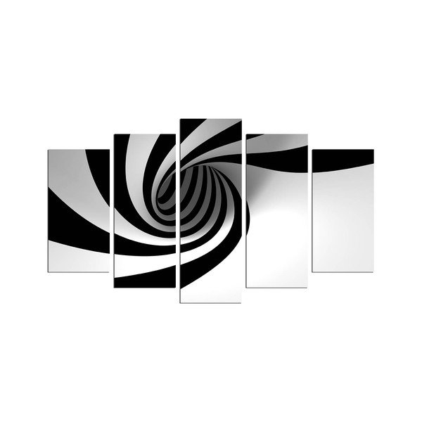 Spiralna večdelna črno-bela slika, 110 x 60 cm