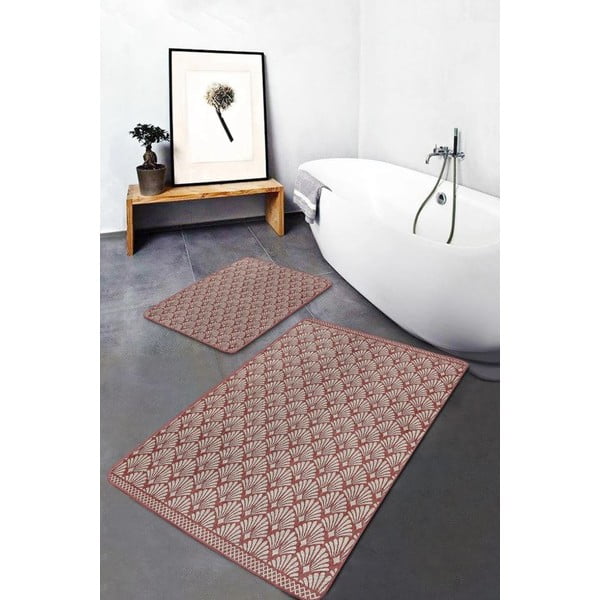 Rjave žametne kopalniške preproge v kompletu 2 ks 60x100 cm – Mila Home-image-2