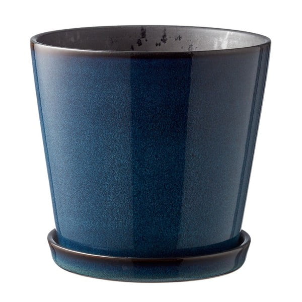 Okrasni cvetlični lonec iz kamenine ø 14 cm Gastro Dark Blue/Black – Bitz-image-3