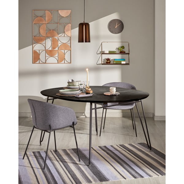 Okrogla raztegljiva jedilna miza z mizno ploščo v jesenovem dekorju ø 120 cm Norfort – Kave Home-image-1