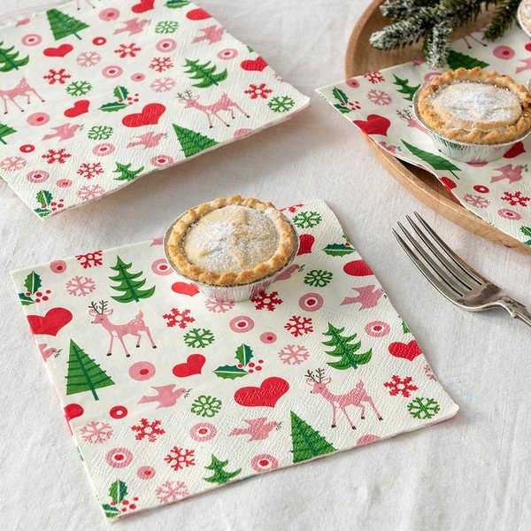 Prtički v kompletu 20 ks 25x25 cm 50s Christmas – Rex London-image-1