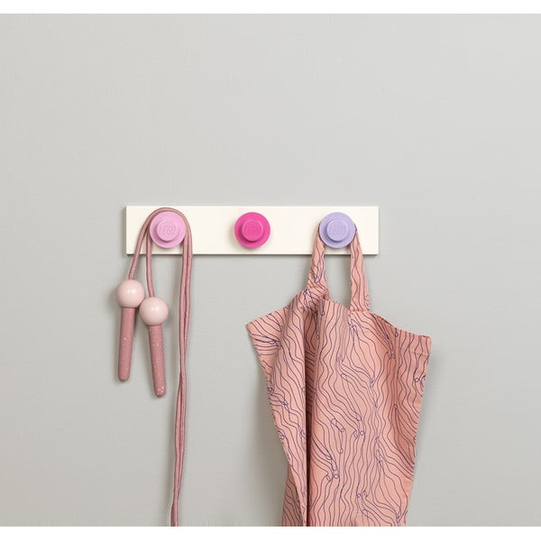 Stenski obešalnik v svetlo rožnati, temno rožnati in sivi barvi LEGO®-image-1