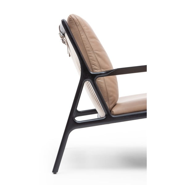 Črn/bež usnjen fotelj Dedo – Gazzda-image-4