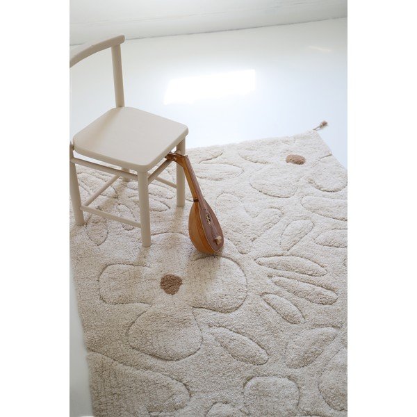 Kremno bela pralna ročno tkana bombažna otroška preproga 120x180 cm Gentle Flora – Nattiot-image-4