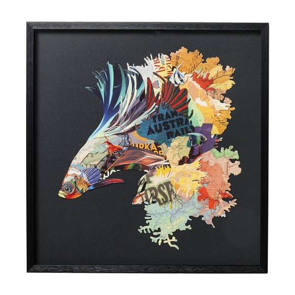 Stenska slika v okvirju Kare Design Betta Fish Colore Left, 65 x 65 cm