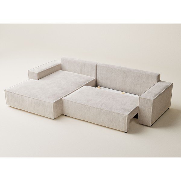 Kremno bela raztegljiva/s prostorom za shranjevanje kotna sedežna garnitura iz šenilje (levi kot/z ležalnikom) Maze – Maison de Rêve-image-3