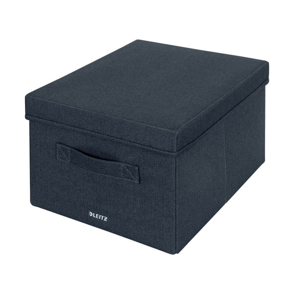 Temno sive tekstilne škatle za shranjevanje v kompletu 2 ks s pokrovom 28.5x38x20 cm – Leitz