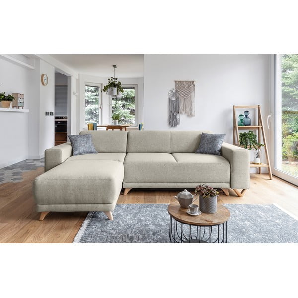 Bež raztegljiva/s prostorom za shranjevanje kotna sedežna garnitura Classy Sophie – Miuform-image-1