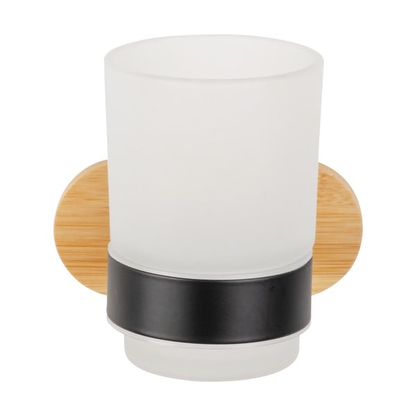 Črn/naraven steklen lonček za zobne ščetke z namestitvijo brez vrtanja Orea Bamboo – Wenko-image-4