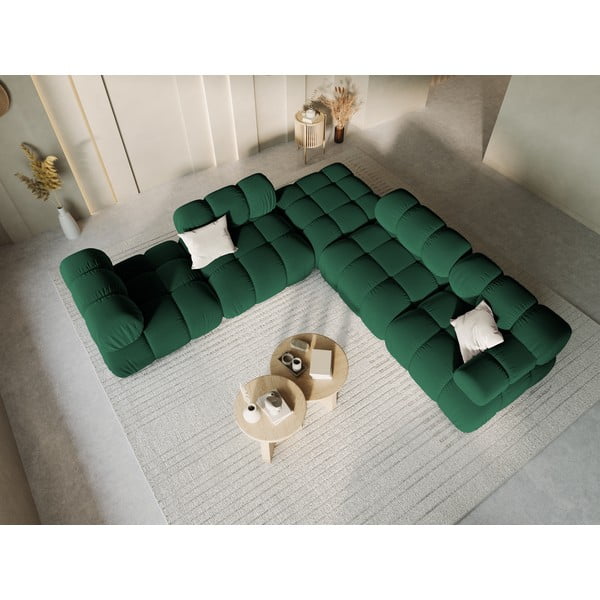 Zelena žametna modularna sedežna garnitura (desni kot) Bellis – Micadoni Home-image-1