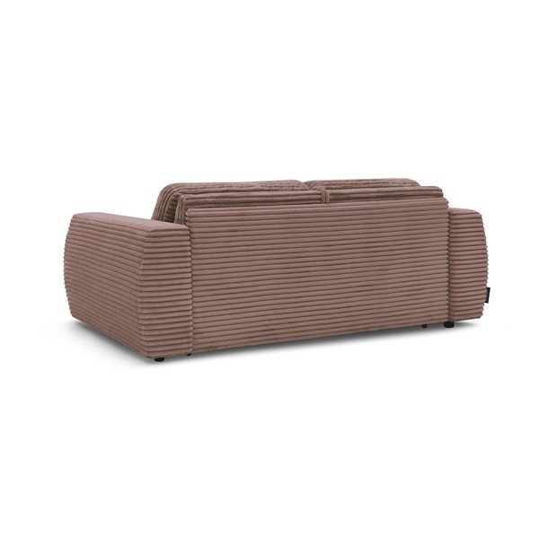 Rožnata sedežna garnitura za spanje/raztegljiva iz rebrastega žameta 240 cm Hugo – Bobochic Paris-image-4