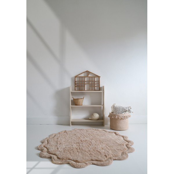 Svetlo rožnata pralna ročno tkana bombažna okrogla preproga ø 110 cm Sweet April Nude – Nattiot-image-2