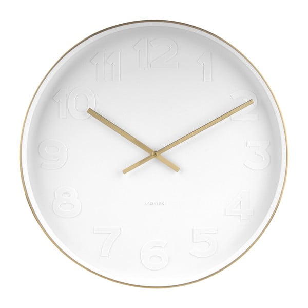 Bela stenska ura z zlatimi detajli Karlsson Mr. White, ⌀ 51 cm