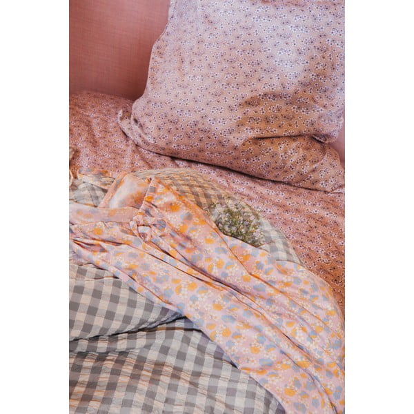 Siva/bež podaljšana posteljnina za zakonsko posteljo iz krepa 200x220 cm Bæk&Bølge – JUNA-image-3