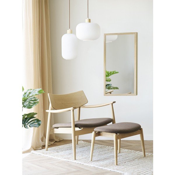 Bela viseča svetilka s steklenim senčilom ø 20 cm Argalo – House Nordic-image-1