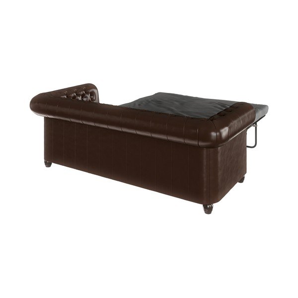 Temno rjava raztegljiva sedežna garnitura iz imitacije usnja 203 cm York – Ropez-image-4