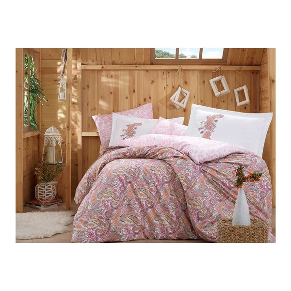 Bombažno popelino posteljno perilo z rjuho za zakonsko posteljo Giulias, 200 x 220 cm