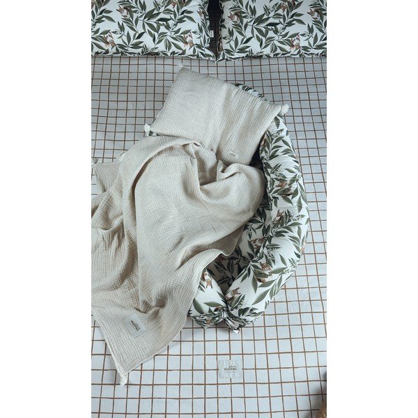 Kremno bel komplet otroške odeje in vzglavnika iz muslina 100x130 cm Muslin Linen – Malomi Kids-image-1