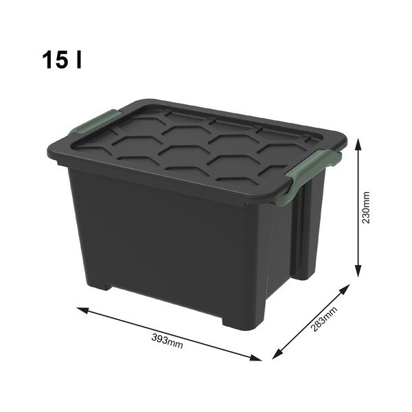 Črna plastična škatla za shranjevanje s pokrovom Evo Safe - Rotho-image-1