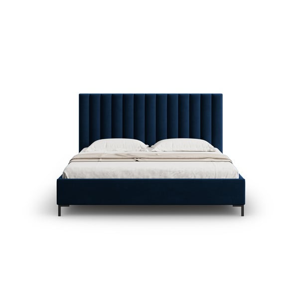 Temno modra oblazinjena zakonska postelja s prostorom za shranjevanje z letvenim dnom 200x200 cm Casey – Mazzini Beds-image-4
