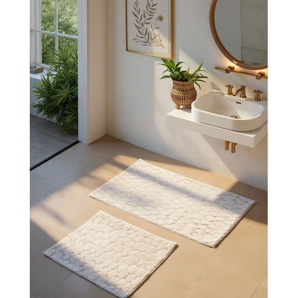Kremno bele kopalniške preproge v kompletu 2 ks 60x100 cm Rabbit – Foutastic-image-1