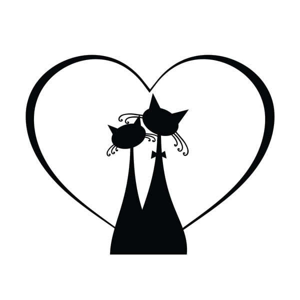 Črna nalepka za stikalo Ambiance Cat Couple-image-2