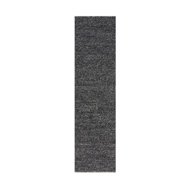 Temno siva volnena preproga Flair Rugs Minerals, 60 x 230 cm