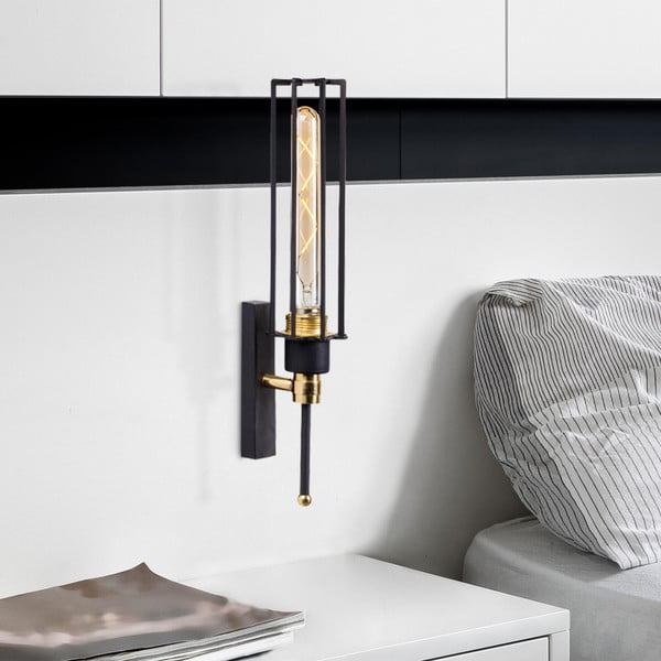 Črna/zlata stenska svetilka ø 8 cm Fellini – Opviq lights-image-1
