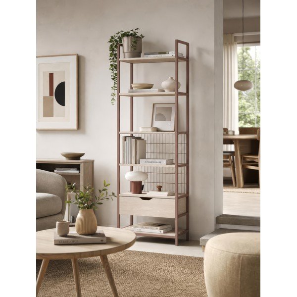 Jeklen regal v barvi terakote 60x179,5x40 cm Amara – Marckeric-image-1