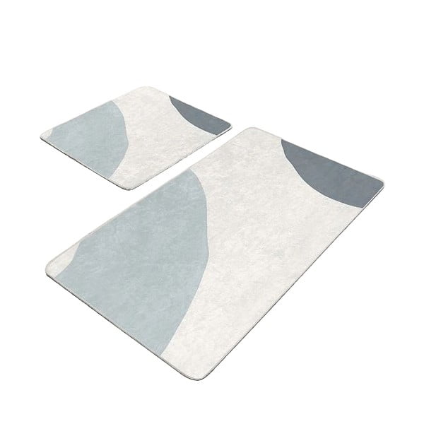 Sive/kremno bele žametne kopalniške preproge v kompletu 2 ks 60x100 cm Abstract Shapes – Mila Home