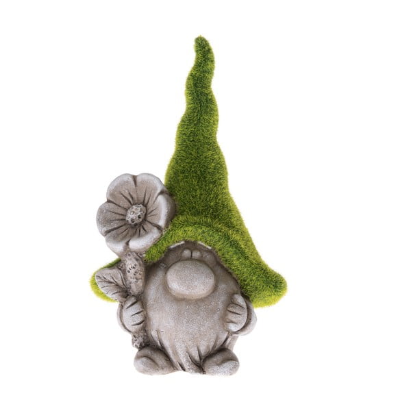 Sivo-zelena keramična dekoracija Dakls Gnome, višina 25 cm