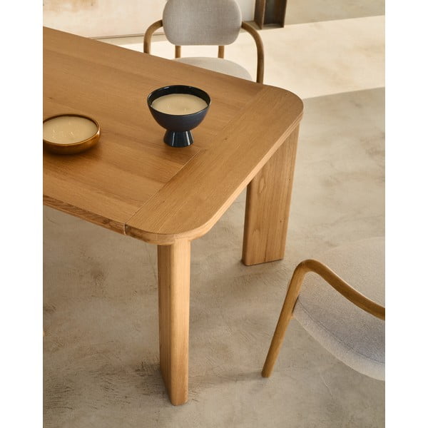 Raztegljiva jedilna miza z mizno ploščo v hrastovem dekorju 100x200 cm Jondal – Kave Home-image-2