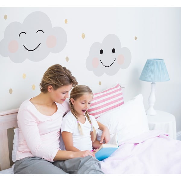 Komplet 3 stenskih nalepk Dekornik Clouds Smile-image-1