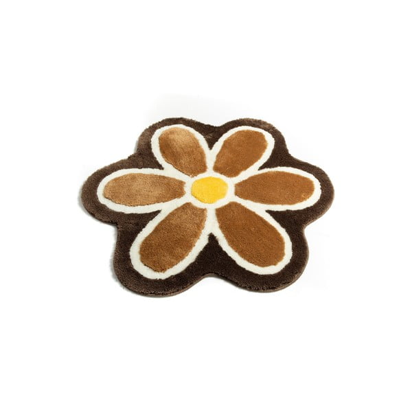 Rjava kopalniška preproga ø 90 cm Flower – Foutastic