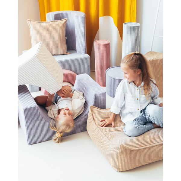 Svetlo rjava otroška vreča za sedenje iz rebrastega žameta Square – Wigiwama-image-2