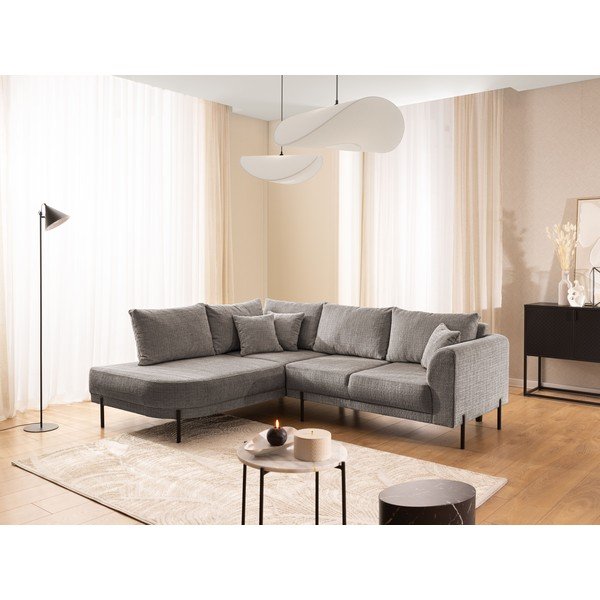 Sivorjava kotna sedežna garnitura iz šenilje (levi kot/v obliki črke L) Mauris  – Ropez-image-1