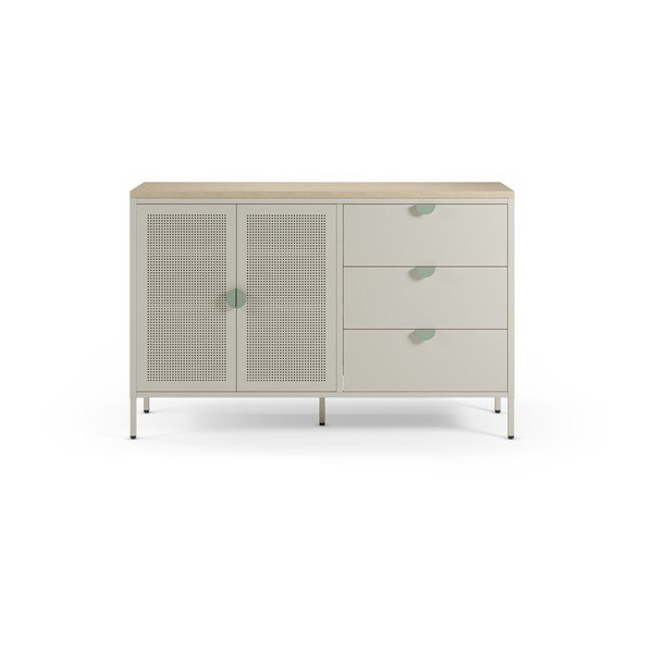 Kremno bela/v naravni barvi kovinska komoda 140x90x40 cm Sayla – Marckeric