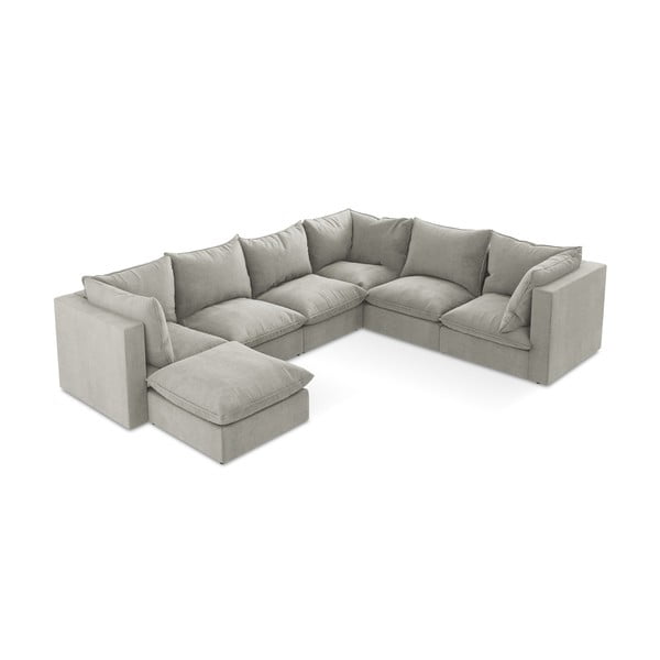 Svetlo siva kotna sedežna garnitura (desni kot/v obliki črke "U") Manao – Makamii-image-1