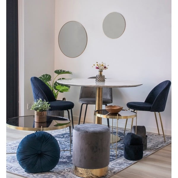 Okrogla jedilna miza z mizno ploščo v marmornem dekorju ø 110 cm Bolzano – House Nordic-image-1