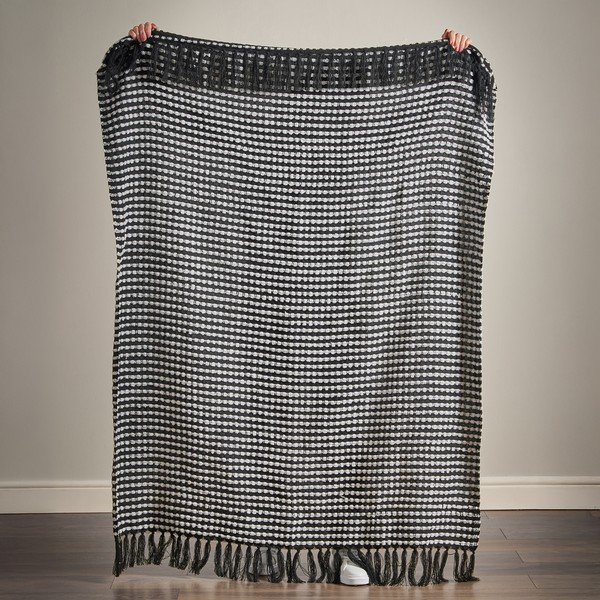 Črna odeja 125x150 cm Stab Stitch – Catherine Lansfield-image-3