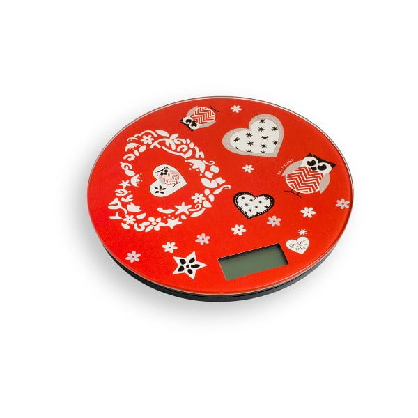Rdeča Brandani Incanto digitalna kuhinjska tehtnica, ⌀ 18,5 cm