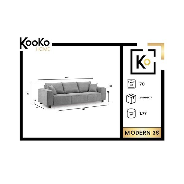 Temno siva zofa Kooko Home Modern, 245 cm-image-1