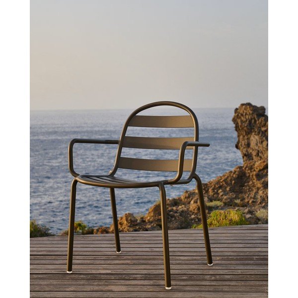 Temno siv kovinski vrtni stol Joncols – Kave Home-image-1