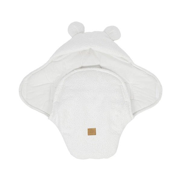 Bela odeja za povijanje dojenčka iz tkanine bouclé 45x80 cm – Meowbaby-image-2